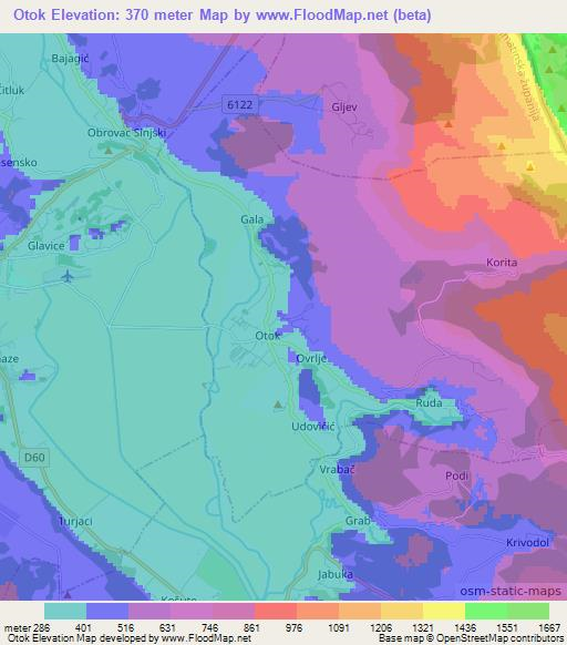 Otok,Croatia Elevation Map