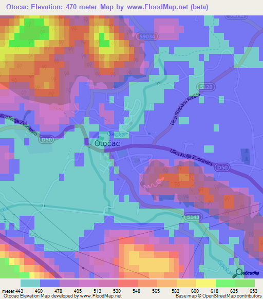 Otocac,Croatia Elevation Map