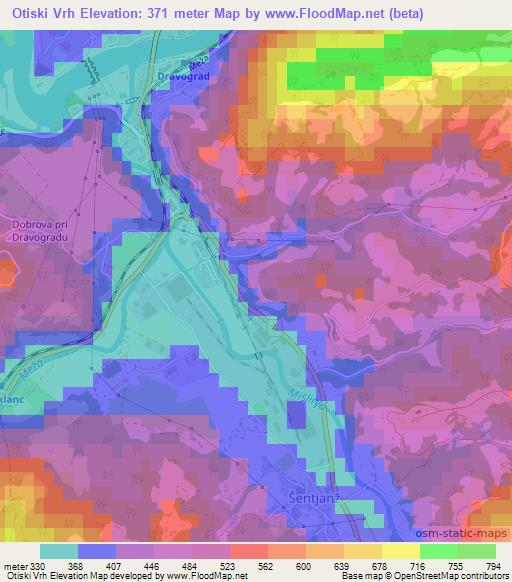 Otiski Vrh,Slovenia Elevation Map