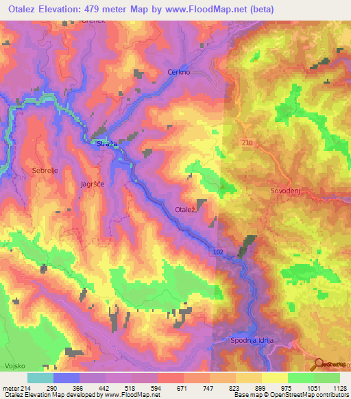 Otalez,Slovenia Elevation Map