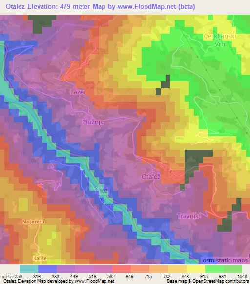 Otalez,Slovenia Elevation Map