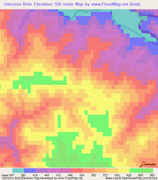 Ostrozno Brdo,Slovenia Elevation Map