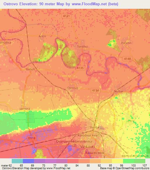 Ostrovo,Croatia Elevation Map