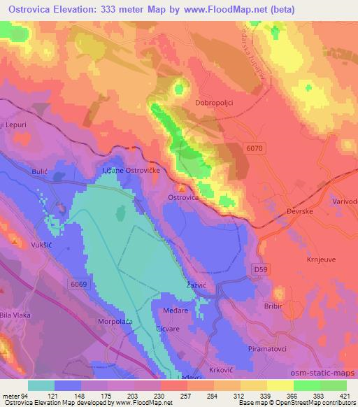 Ostrovica,Croatia Elevation Map