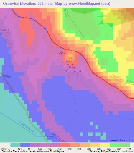 Ostrovica,Croatia Elevation Map