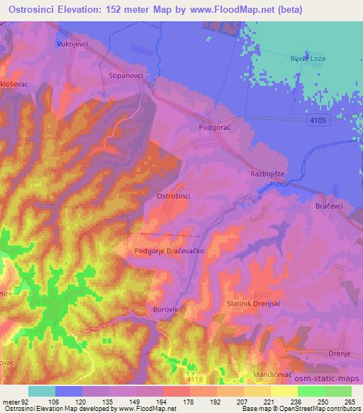 Ostrosinci,Croatia Elevation Map