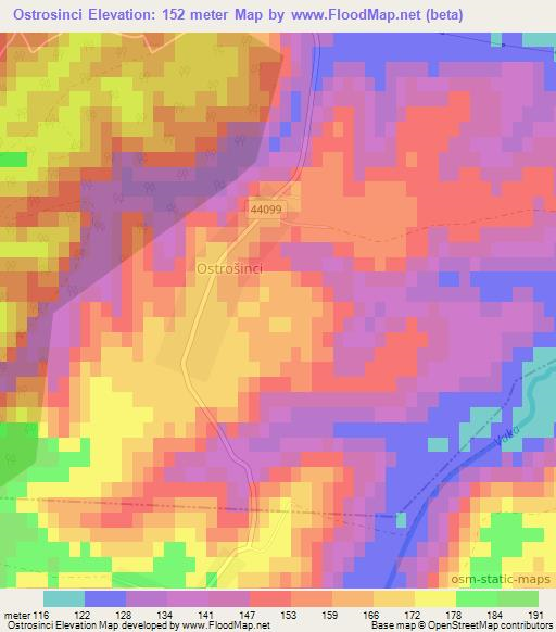 Ostrosinci,Croatia Elevation Map