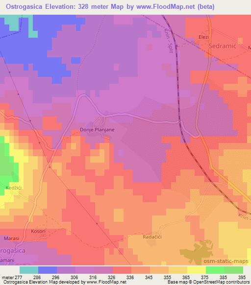 Ostrogasica,Croatia Elevation Map