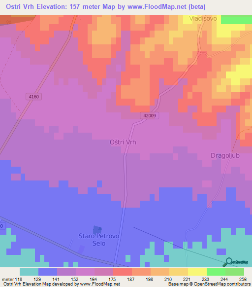 Ostri Vrh,Croatia Elevation Map