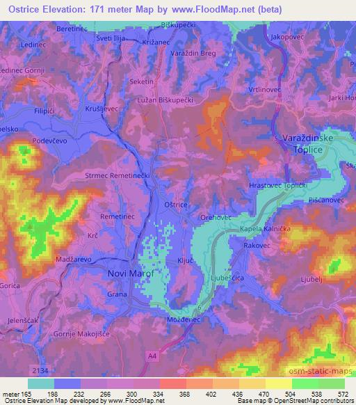 Ostrice,Croatia Elevation Map