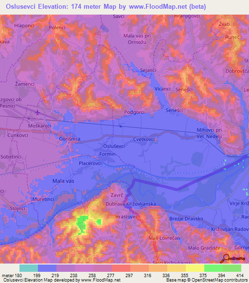 Oslusevci,Slovenia Elevation Map