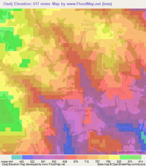 Oselj,Slovenia Elevation Map