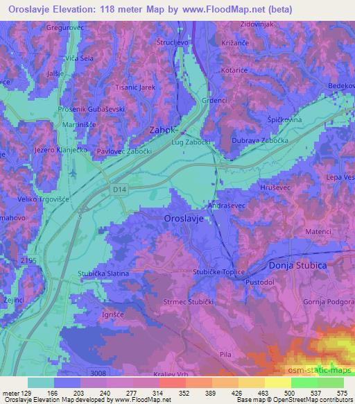 Oroslavje,Croatia Elevation Map