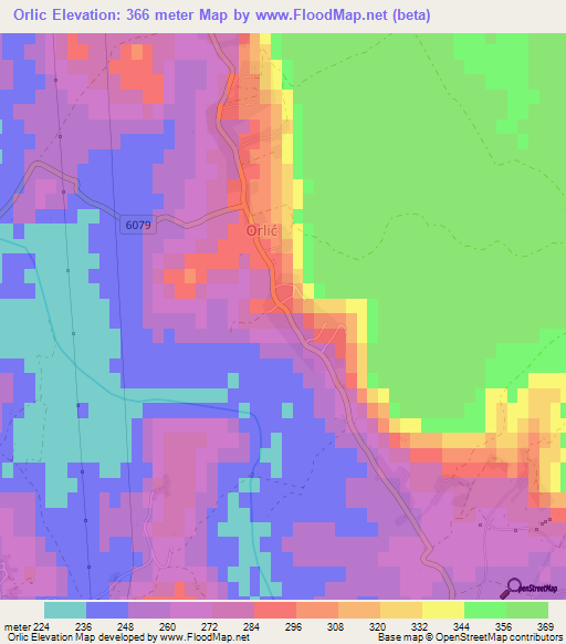 Orlic,Croatia Elevation Map