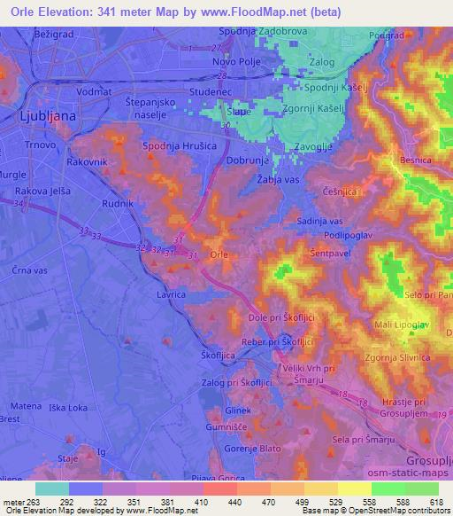 Orle,Slovenia Elevation Map