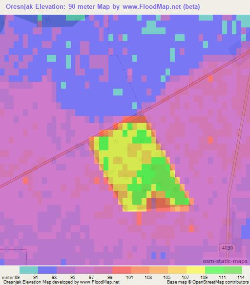 Oresnjak,Croatia Elevation Map