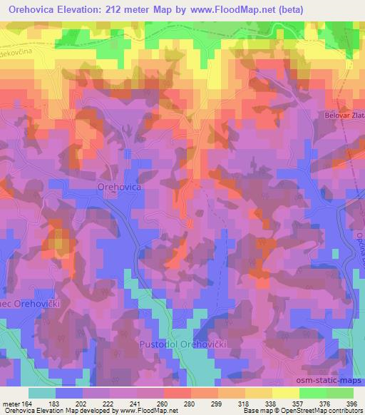 Orehovica,Croatia Elevation Map