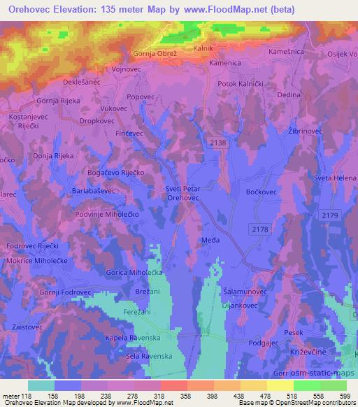 Orehovec,Croatia Elevation Map