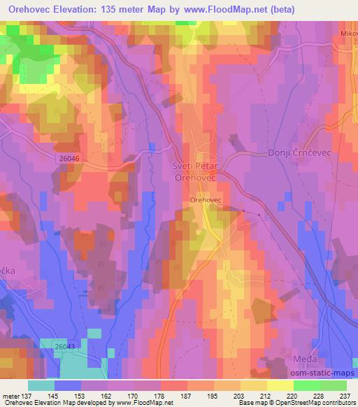 Orehovec,Croatia Elevation Map