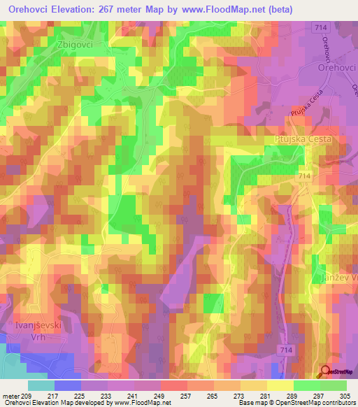 Orehovci,Slovenia Elevation Map