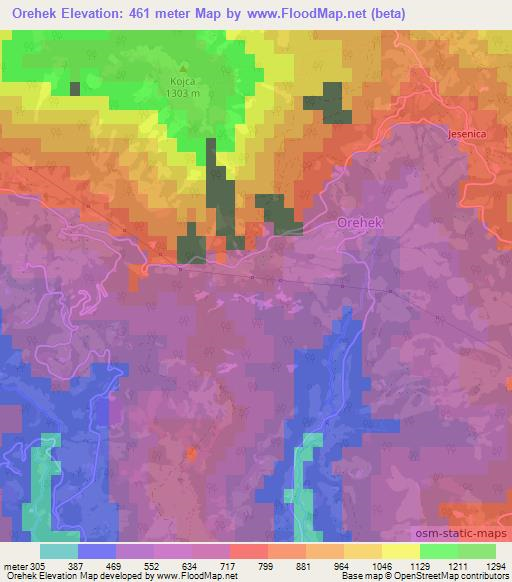 Orehek,Slovenia Elevation Map