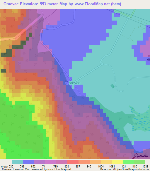 Oraovac,Croatia Elevation Map