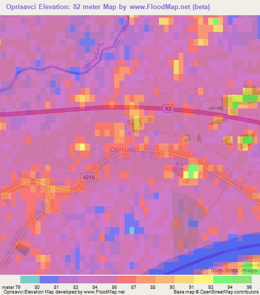 Oprisavci,Croatia Elevation Map