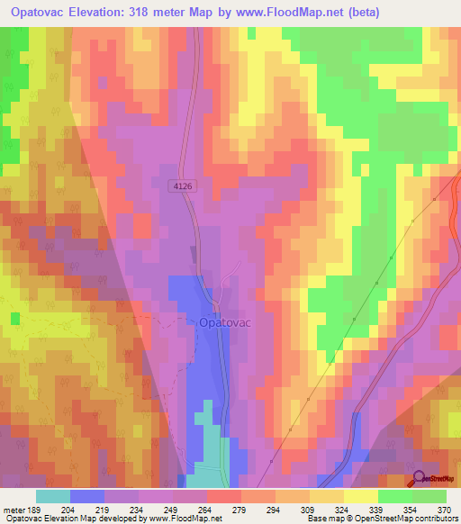 Opatovac,Croatia Elevation Map