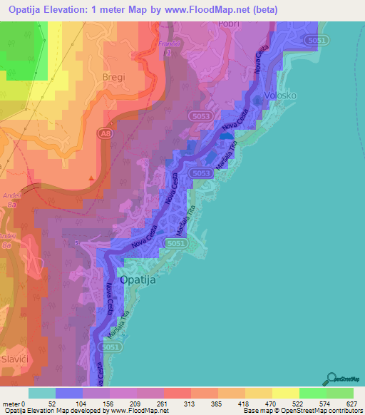 Opatija,Croatia Elevation Map