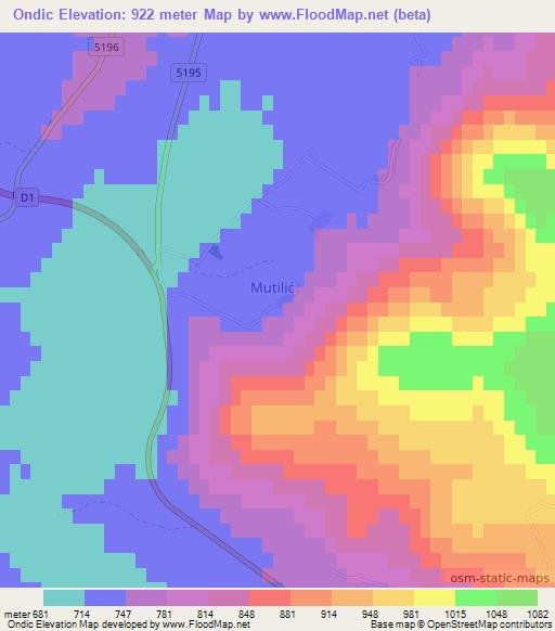 Ondic,Croatia Elevation Map