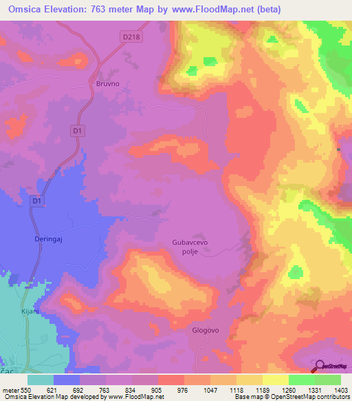 Omsica,Croatia Elevation Map