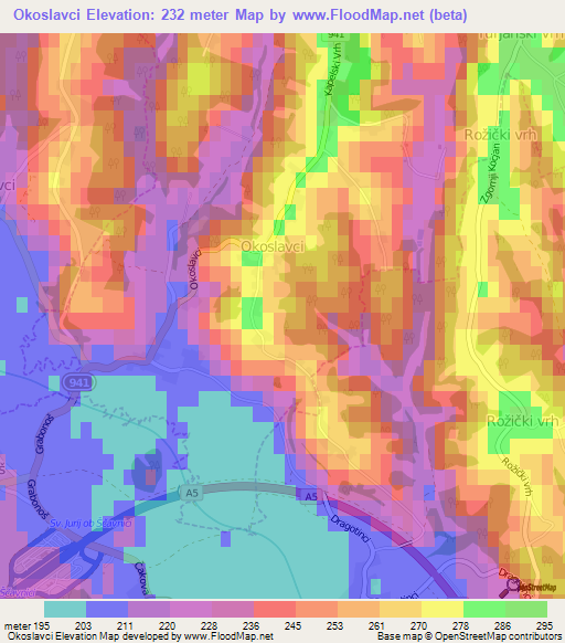 Okoslavci,Slovenia Elevation Map