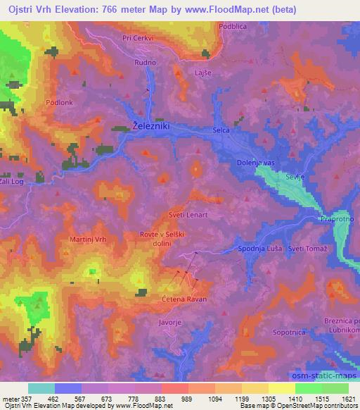 Ojstri Vrh,Slovenia Elevation Map