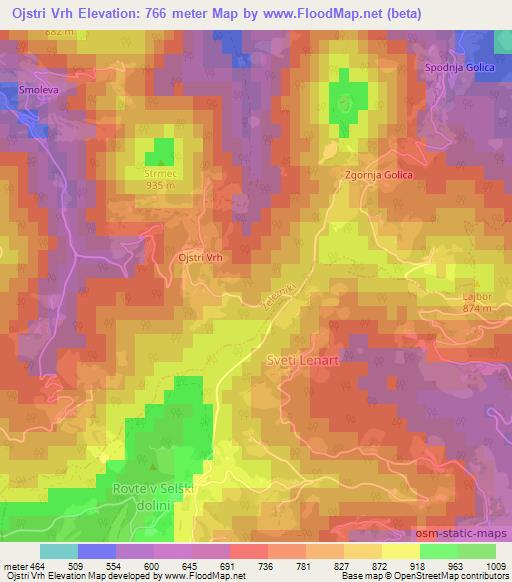 Ojstri Vrh,Slovenia Elevation Map