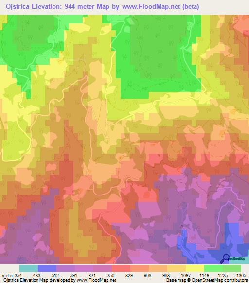 Ojstrica,Slovenia Elevation Map