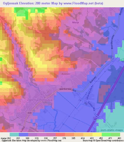 Ogljensak,Slovenia Elevation Map