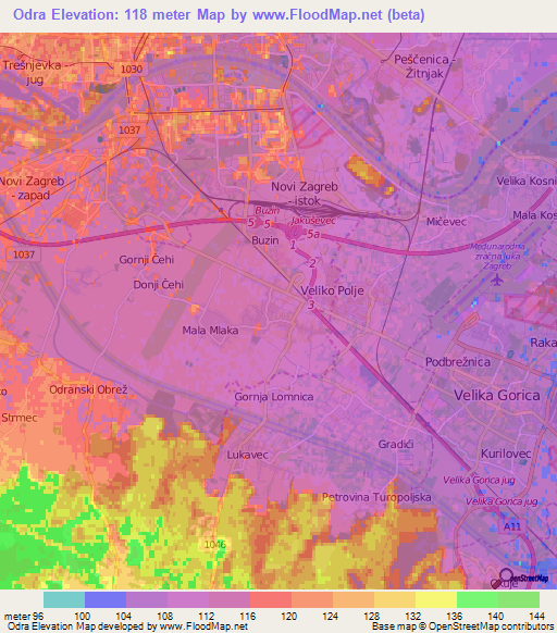Odra,Croatia Elevation Map