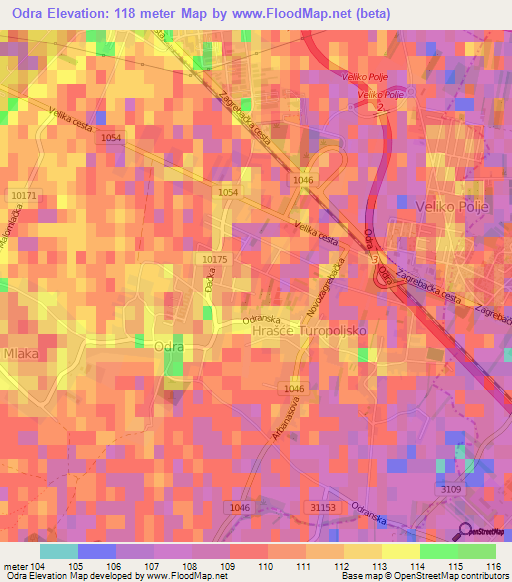 Odra,Croatia Elevation Map