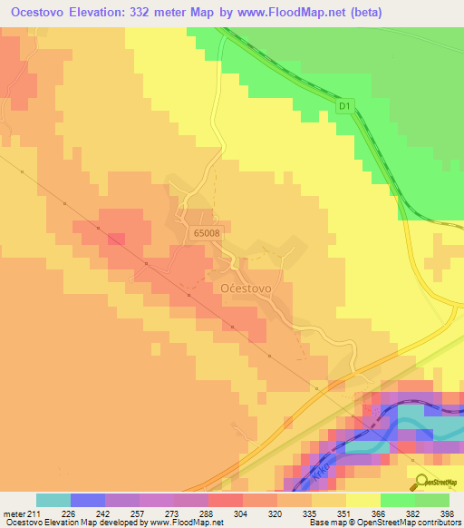 Ocestovo,Croatia Elevation Map