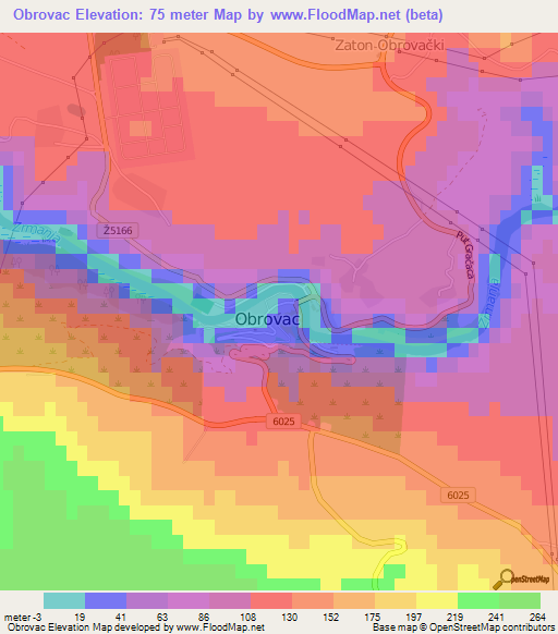 Obrovac,Croatia Elevation Map