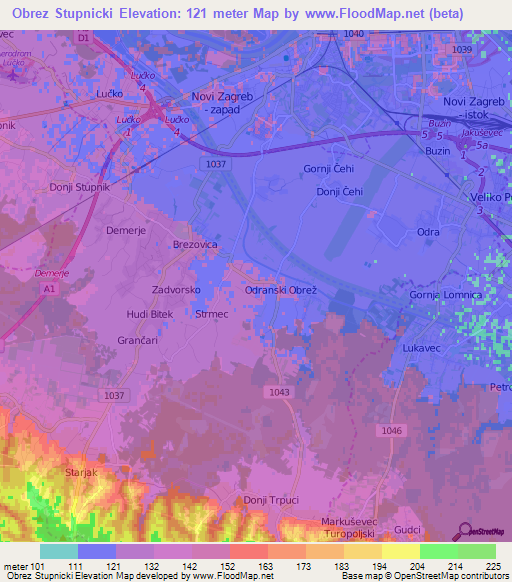 Obrez Stupnicki,Croatia Elevation Map