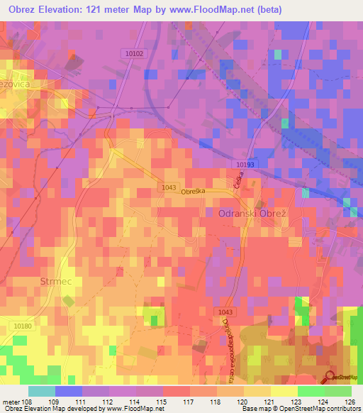 Obrez,Croatia Elevation Map