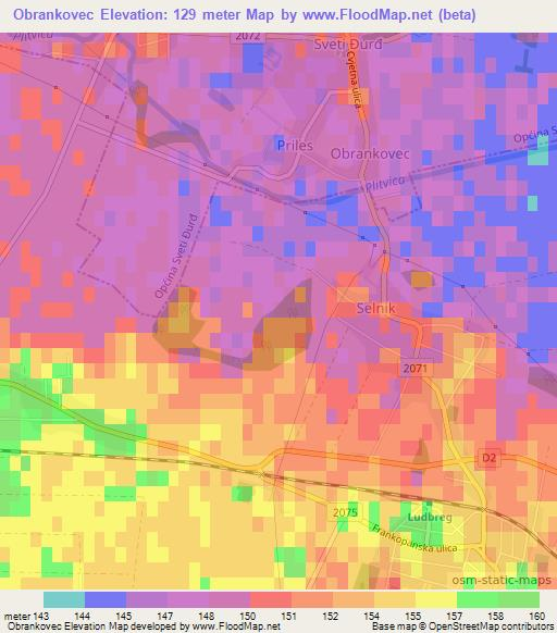 Obrankovec,Croatia Elevation Map