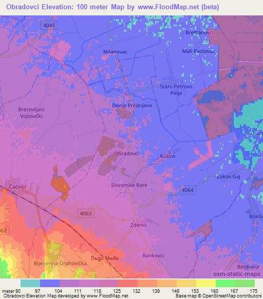 Obradovci,Croatia Elevation Map