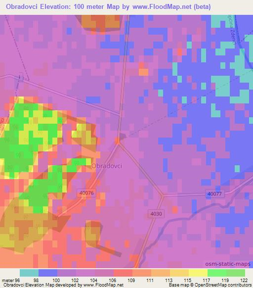 Obradovci,Croatia Elevation Map