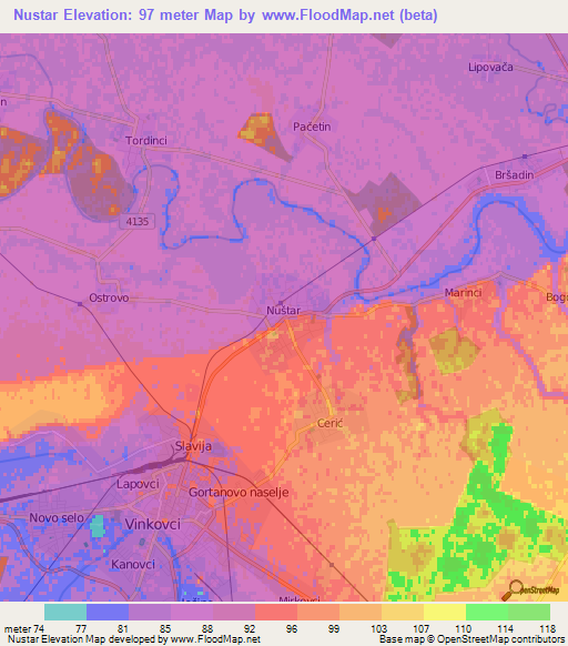 Nustar,Croatia Elevation Map