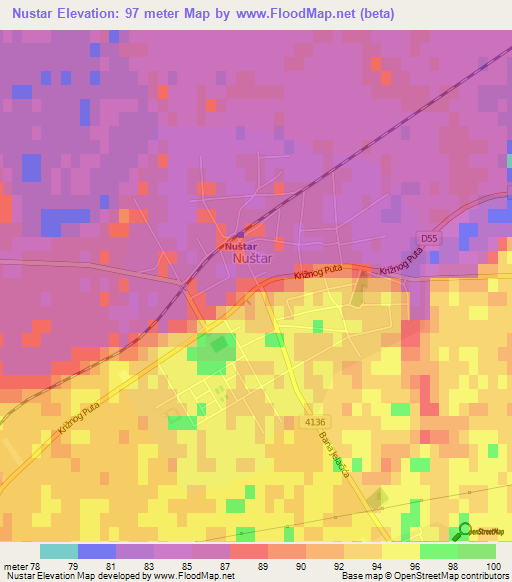 Nustar,Croatia Elevation Map