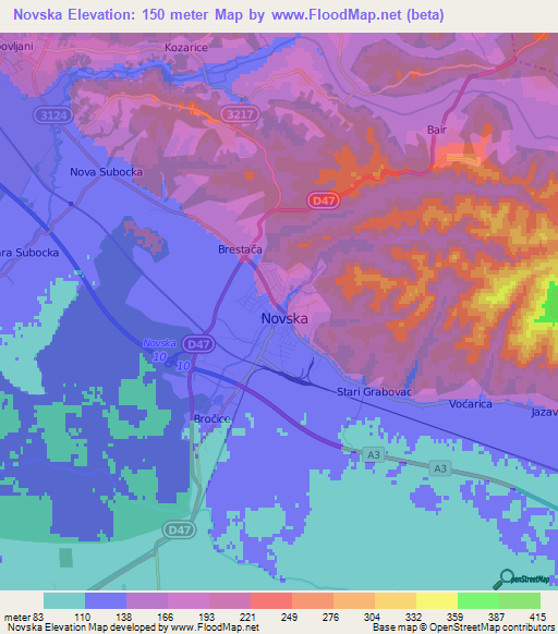 Novska,Croatia Elevation Map