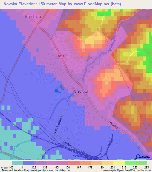 Novska,Croatia Elevation Map