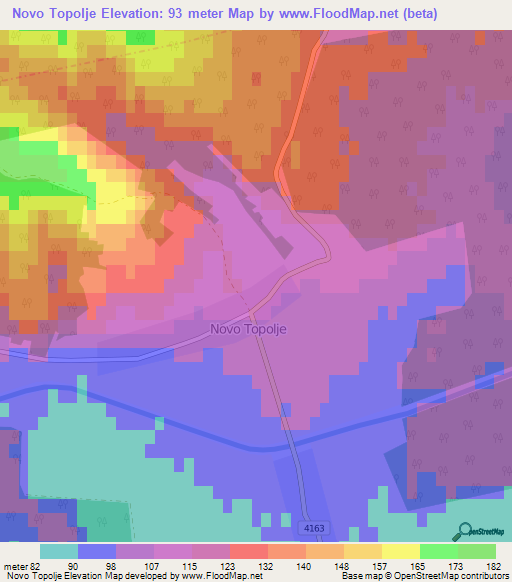 Novo Topolje,Croatia Elevation Map